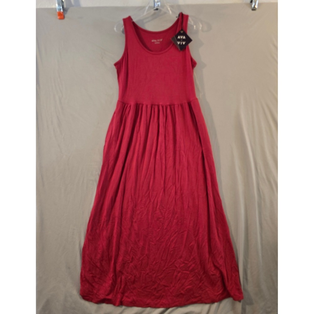 Ava & Viv Maxi Dress XXL Women Dark Rose Sleeveless Drop Waist Scoop Neck NWT